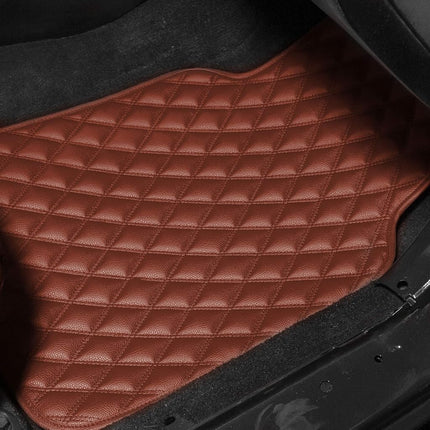 FH GROUP F12002BROWN Universal All-Season Heavy-Duty Faux Leather Car Floor Mats Diamond Design w. High Tech 3-D Anti-Skid/Slip Backing