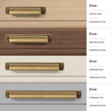 CABDM 6 Pack Brass Cup Pulls 2-1/2"(64mm) Center to Center Drawer Pulls Antique Brass Cabinet Cup Pulls Kitchen Cabinet Hardware Vintage Gold Cabinet Handles Aged Bin Cup Drawer Handles Brass Knobs