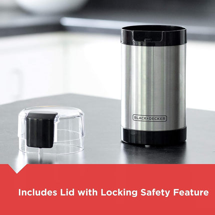 BLACK+DECKER CBG110S Coffee Grinder One Touch Push-Button Control, Stainless Steel