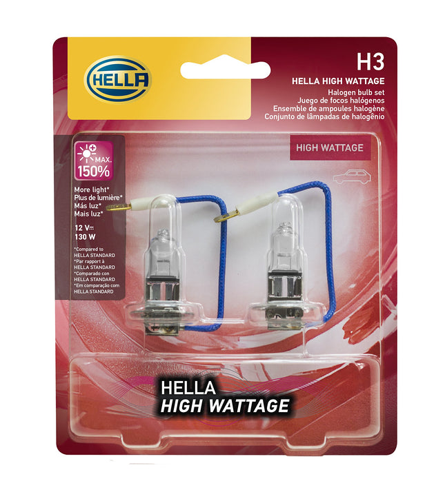 HELLA H3 130WTB Twin Blister High Wattage Bulbs, 1