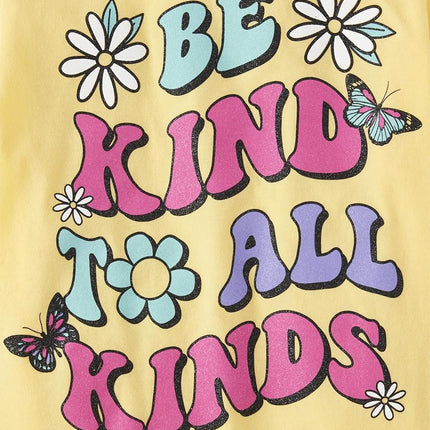 The Children's Place Girls' Kindness, Love, Equality Short Sleeve Graphic T-Shirts,multipacks, Skate/Butterfly/Dream/Be Kind, Medium