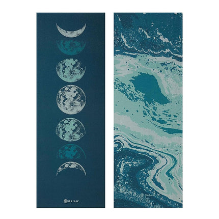 Gaiam Yoga Mat Premium Print Reversible Extra Thick Non-Slip Mat for All Types of Yoga, Pilates and Floor Exercise, Moon Wave 6mm