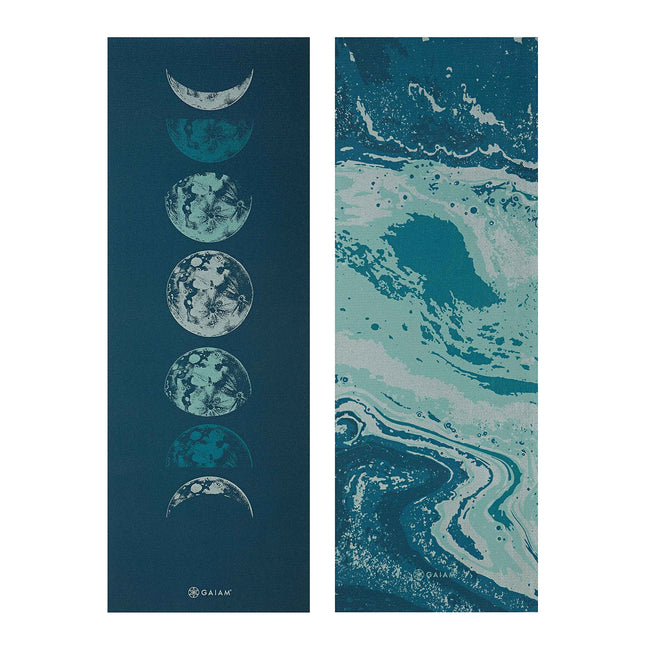 Gaiam Yoga Mat Premium Print Reversible Extra Thick Non-Slip Mat for All Types of Yoga, Pilates and Floor Exercise, Moon Wave 6mm