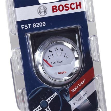 Bosch SP0F000048 Style Line 2" Electrical Fuel Level Gauge (White Dial Face, Chrome Bezel)