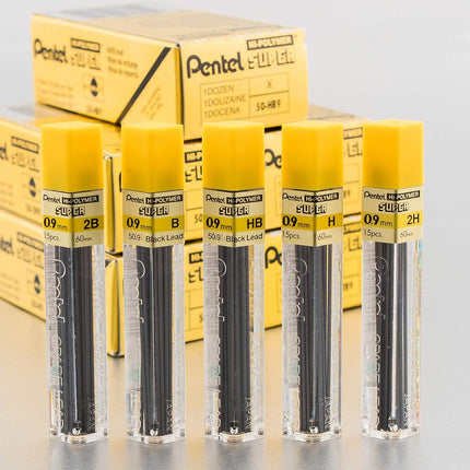 Pentel Super Hi-Polymer Lead Refill, 0.9mm Thick, 2B, 180 Pieces of Lead (50-9-2B)