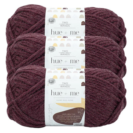 Lion Brand Yarn, fil Chunky Hue + Me pour le crochet, le tricot et les travaux manuels, couleur Crush, lot de 3