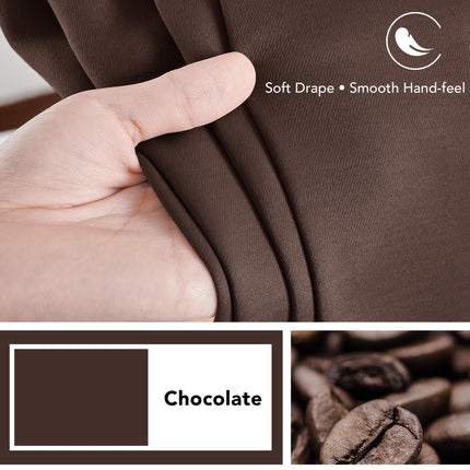 Deconovo Room Darkening Curtains - 52x72 Inch Back Tab and Rod Pocket Blackout Curtains, 2 Panels Panels, Chocolate Color, Thermal Insulated Curtains for Bedroom