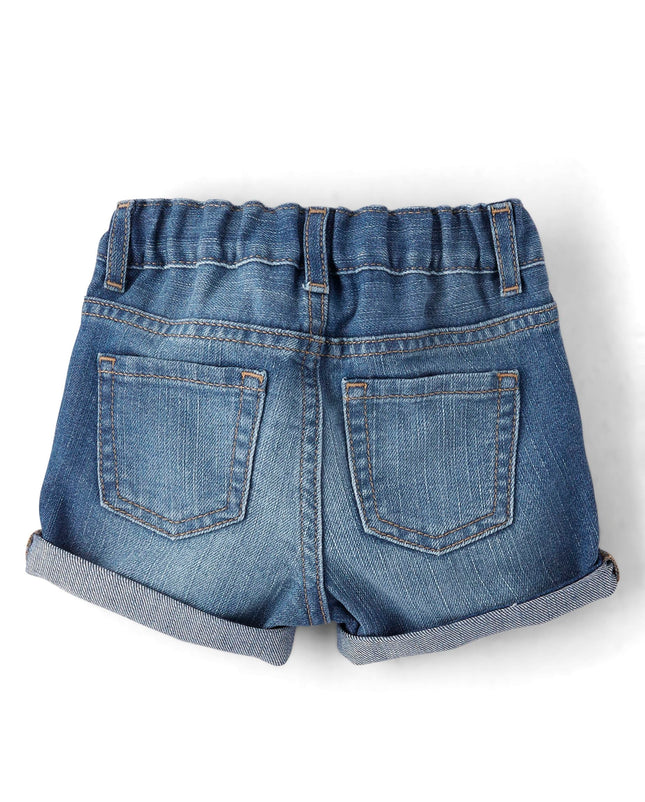 The Children's Place Baby Girls' and Toddler Jean Midi Shorts, Lily Wash, Lily Wash 2-Pack, 12-18 Months