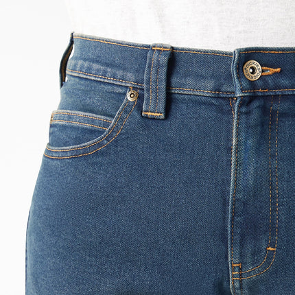 Dickies Pantalón de mezclilla para hombre, corte atlético de 5 bolsillos, lavado medio, 36W x 32L
