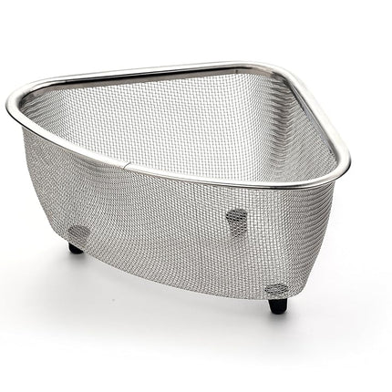 RSVP International Endurance® in-Sink Mesh Colander Strainer Basket, 3 Quart | Organize Sponges, Collect Food Scraps | Dishwasher Safe | Small Corner Basket | Steaming, Draining & Rinsing