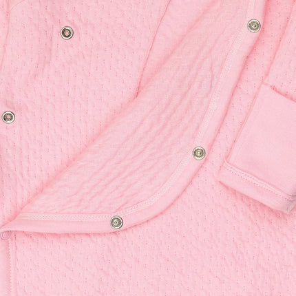 HonestBaby Baby Organic Cotton Matelasse Kimono Coverall - Pink - 3-6 Months