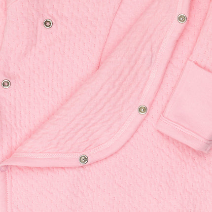 HonestBaby Baby Organic Cotton Matelasse Kimono Coverall - Pink - 3-6 Months