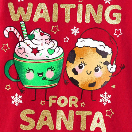 The Children's Place Baby Girls' and Toddler Assorted Everyday Short Sleeve Graphic T-Shirts, Xmas Wait Santa/Xmas Cat Stocking 2-Pack, 2T