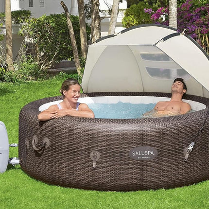 Bestway SaluSpa Windproof UV Protection Sun Shade Canopy Attachment Accessory with Mesh Windows for Round Inflatable Hot Tub Spas (Canopy Only)