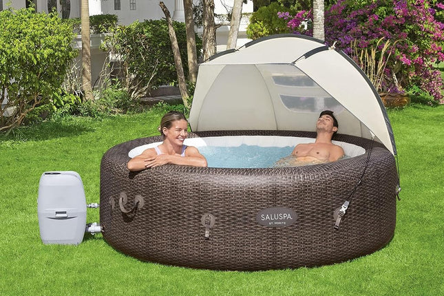 Bestway SaluSpa Windproof UV Protection Sun Shade Canopy Attachment Accessory with Mesh Windows for Round Inflatable Hot Tub Spas (Canopy Only)