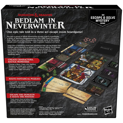 Hasbro Gaming Dungeons & Dragons: Bedlam in Neverwinter Board Game, Escape Room, Co-op Strategy Games for Kids 12 Years and Up, 2-6 Players, 3 Acts Approx. 90 Minutes Each