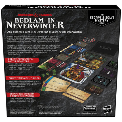 Hasbro Gaming Dungeons & Dragons: Bedlam in Neverwinter Board Game, Escape Room, Co-op Strategy Games for Kids 12 Years and Up, 2-6 Players, 3 Acts Approx. 90 Minutes Each