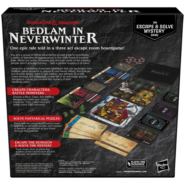 Hasbro Gaming Dungeons & Dragons: Bedlam in Neverwinter Board Game, Escape Room, Co-op Strategy Games for Kids 12 Years and Up, 2-6 Players, 3 Acts Approx. 90 Minutes Each