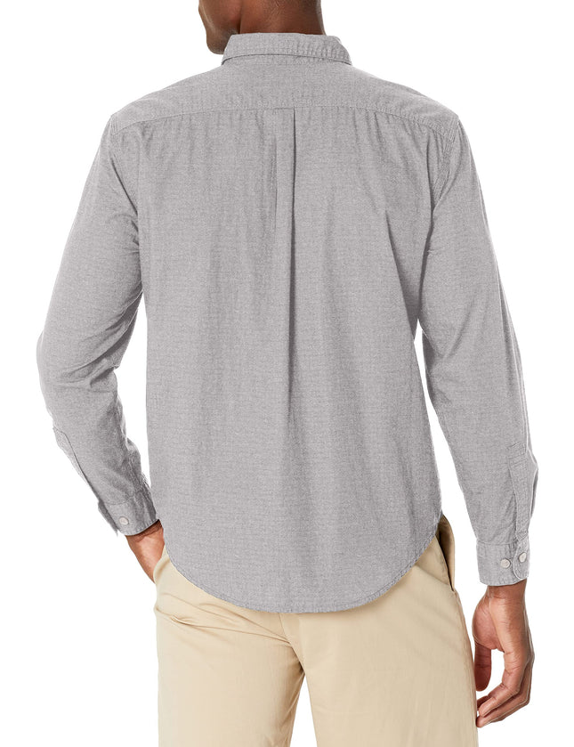 Camisa de trabajo de hombre DOCKERS de corte regular con manga larga y dos bolsillos, gris Chimera - Salinas sólido, talla XXG