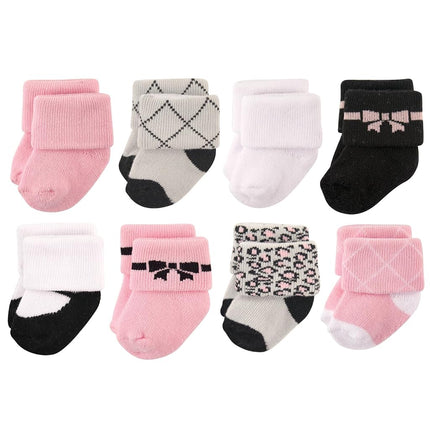Hudson Baby Calcetines de Felpa y Algodón para Bebés Niñas, Moños, 0-6 Meses