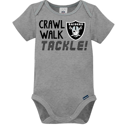 NFL Oakland Raiders Boys 20183 Pack Short Sleeve Variety Bodysuit, Black, 6-12 Months