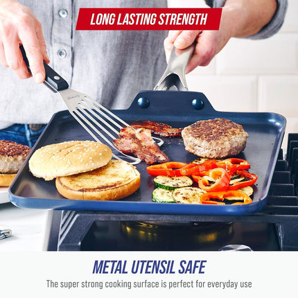 Blue Diamond Cookware Toxin Free Healthy Ceramic Nonstick, Griddle Pan, 28 cm