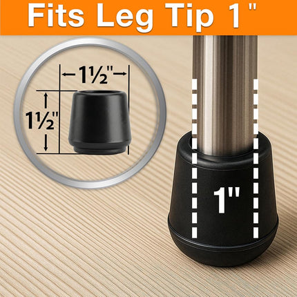 Shepherd Hardware 8622E 1-Inch Inside Diameter Rubber Chair Leg Tips, 40-Pack, Black