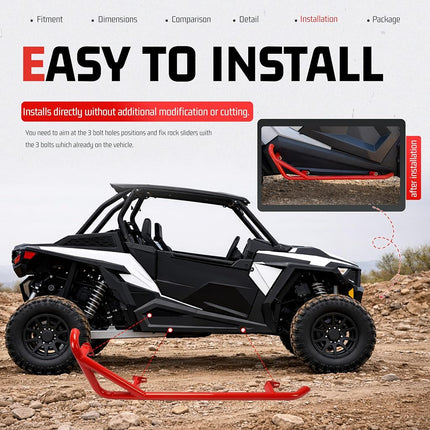 ALMULOO Barras Nerf Rock Sliders Par Compatible con Polaris RZR XP 1000 Turbo S 2014-2023, RZR 900/900 XC/S 900/S 1000 Puertas Laterales Izquierda Derecha - 2 Asientos Rojo