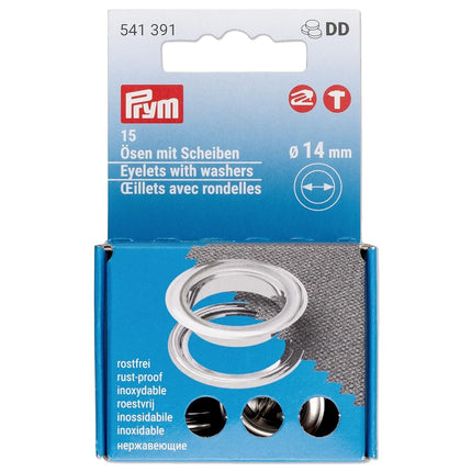 Prym 541391 Eyelets with Washers Diameter 14 mm Si