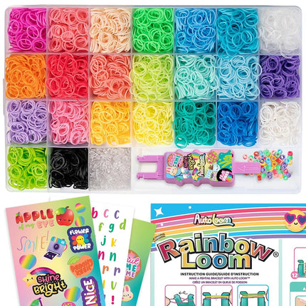 Rainbow Loom: AutoLoom Creation Case - DIY Bracelet Craft Kit, 9000 Rubber Bands, 50 Colored Beads, 3 Sticker Sheets, Jewelry Activity Set, Kids 7+