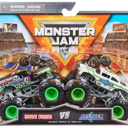 Monster Jam - Original Monster Jam Pack of Two with Authentic Monster Trucks in Scale 1:64, Crass Stunt Action from 3 Years (Assorted Designs, Random)