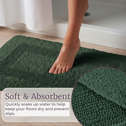 Bedford Home 100 Percent Cotton 2 Piece Reversible Rug Set - Green