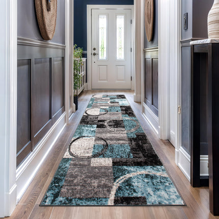 Rugshop Contemporary Circle Design Runner Rug, Car