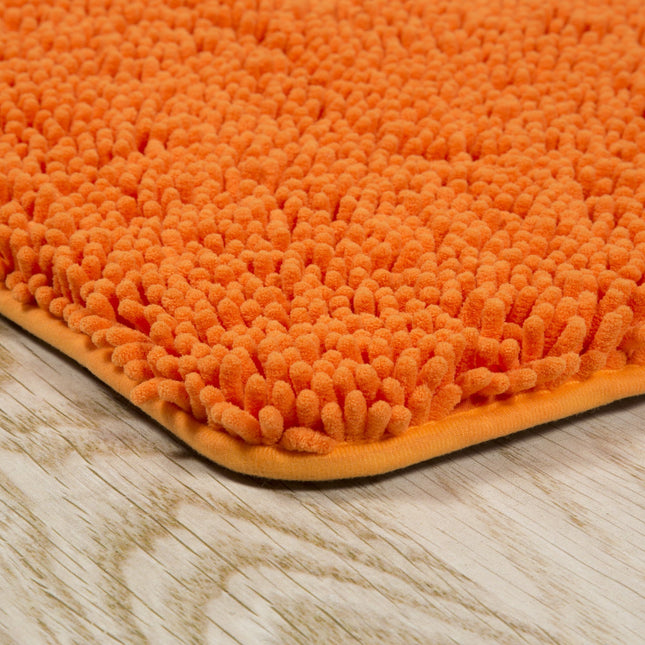 Bedford Home Memory Foam Shag Bath Mat 2-Feet by 5-Feet, Orange