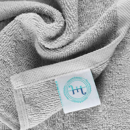 Hearth & Harbor 100% Ring Spun Cotton Washcloths 12 Pack - Washcloth for body and face, High Absorbent and Soft 33x33 cm Body Wash Cloth, Quick Dry - Black Washcloths