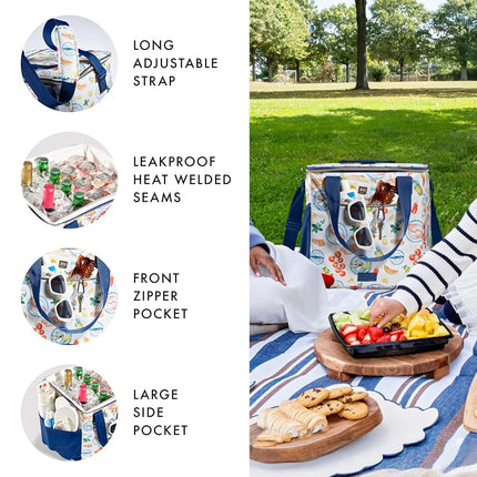 Fit & Fresh, 24-Can Soft Cooler Bag Insulated Leak-Resistant, Portable Soft Cooler, Large Cooler, Soft Sided Cooler Bag, Travel Cooler, Al Fresco