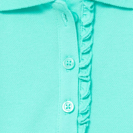 The Children's Place Girls' Long Sleeve Ruffle Pique Polo, Seafrost Single, X-Small