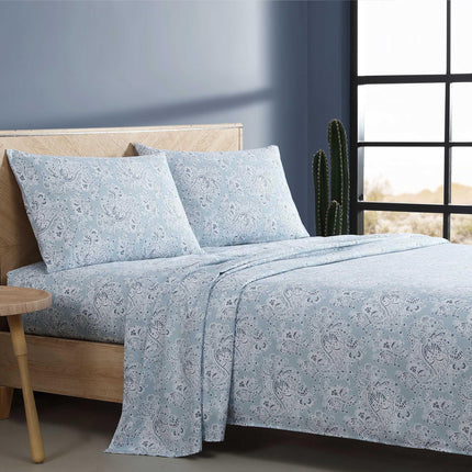 Wrangler - Queen Sheet Set, Silky & Lightweight Bedding Set, Paisley Home Decor, Oeko-Tex Certified (Prairieland Paisley Blue, Queen)