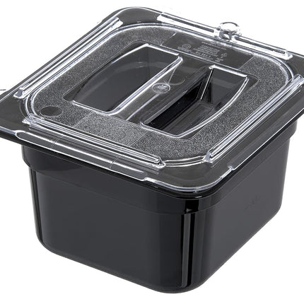 Carlisle FoodService Products Storplus Food Storage Container Food Pan, Chafing Pan for Catering, Buffets, Restaurants, Polycarbonate (Pc), 1/6 Size 4 Inches Deep, Black, (Pack of 6)