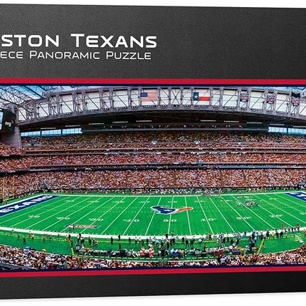 Master Pieces Rompecabezas panorámico del estadio de los Houston Texans de la NFL, 1000 piezas, colores del equipo, 33 x 99 cm