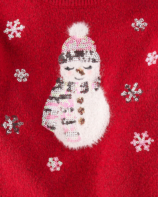 Chandail-pull à manches longues et col ras du cou pour filles The Children's Place, bonhomme de neige rouge, TP