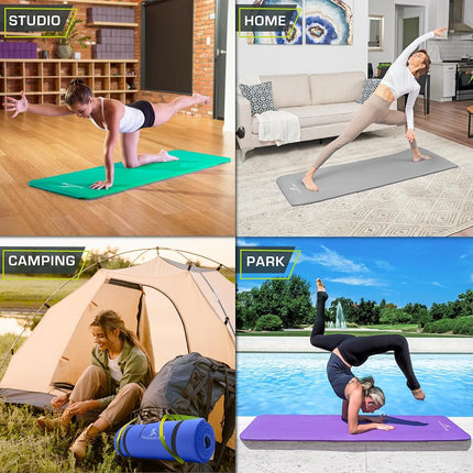 ProsourceFit Extra Thick Yoga and Pilates Mat ½” (13mm), 71-inch Long High Density Exercise Mat with Comfort Foam and Carrying Strap, Grey