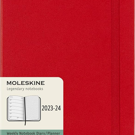 Moleskine Weekly Planner 2023-2024, 18-Month Agenda, Academic Diary, Weekly diary with Hard Cover, Large Format 13 x 21 cm, Colour Scarlet Red