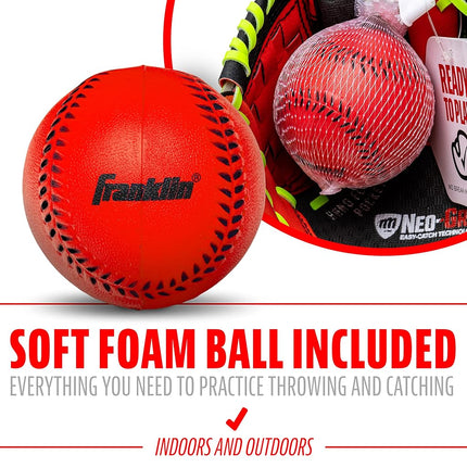 Guante de béisbol Franklin Sports para niños - Guante de béisbol infantil NeoGrip para niños y niñas - Manopla de béisbol para niños pequeños - Para lanzadores diestros - Rojo - 9.0"