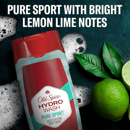 Gel de Ducha Corporal Old Spice Hydro para Hombres, Aroma Pure Sport Plus, Colección Hardest Working, 16.0 oz (Paquete de 4)