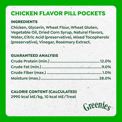 GREENIES Pill Pockets Tablet Size Natural Dog Treats Chicken Flavor, 3.2 oz. Pack (30 Treats)