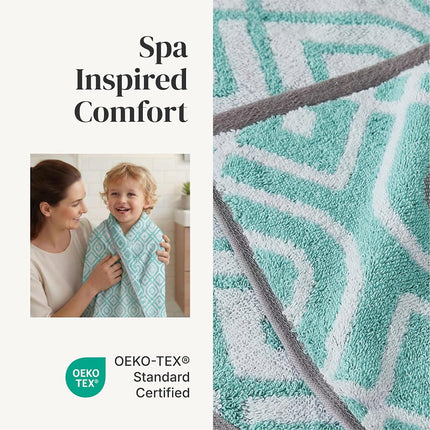 Pacific Coast Textiles 6 Pc Yarn Dyed Towel Oxford Aqua, 6-Piece, 40.6 x 25.4 x 12.7 cm