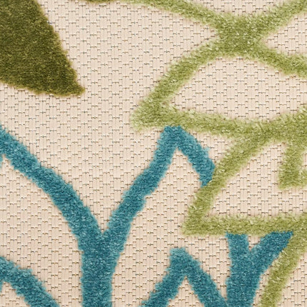 Nourison Aloha Tapis Rond d'Intérieur/Extérieur Vert Multicolore 2,39 m, Facile à Nettoyer, Sans Perte de Poils, Chambre, Salon, Salle à Manger, Jardin, Patio, Terrasse (8 Rond)