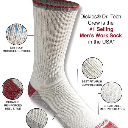 Dickies Women's Dri-tech Fashion Moisture Control Crew Socks, Available in S-XL (5, 6, 12 Pairs), Oatmeal Assorted (6 Pairs), M
