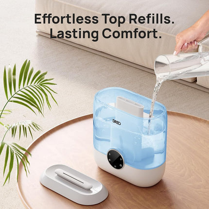 Humidificador DREO de 6L para dormitorio, humidificador ultrasónico de vapor frío supersilencioso y de gran tamaño con difusor, 60 horas de funcionamiento para el hogar, la guardería, las plantas, azul